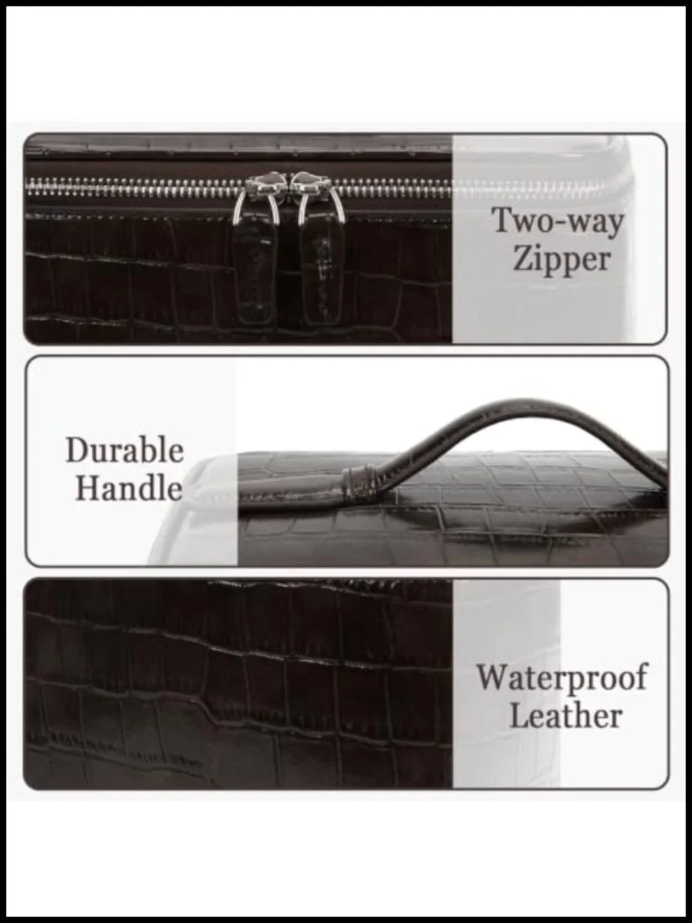Waterproof PU Leather Makeup Case Set of 2 with Removable Divider Travel
